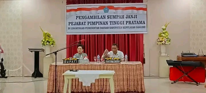 Pj. Bupati Kepulauan Sangihe dr.Rinny Tamuntuan Rotasi 5 Pejabat Tinggi Pratama