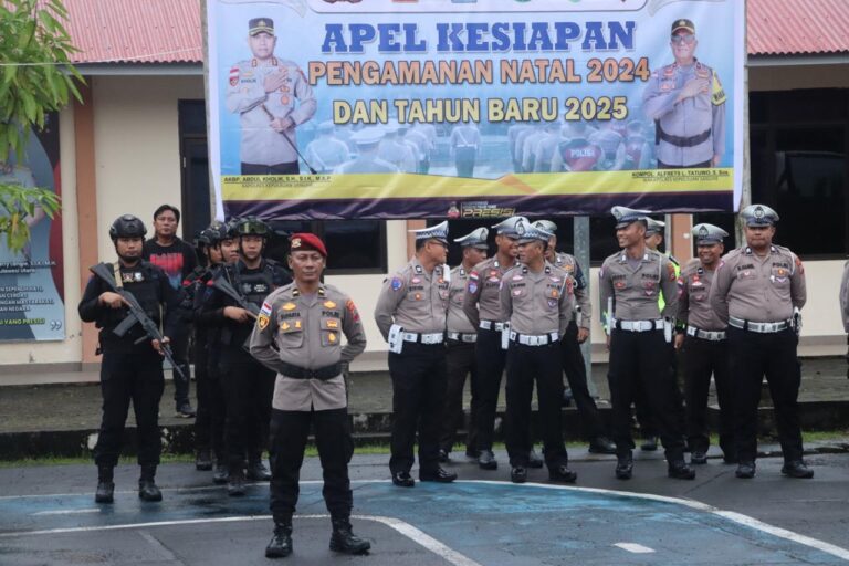 Apel Kesiapan Personel Pengamanan Malam Natal Di Polres Kepulauan Sangihe